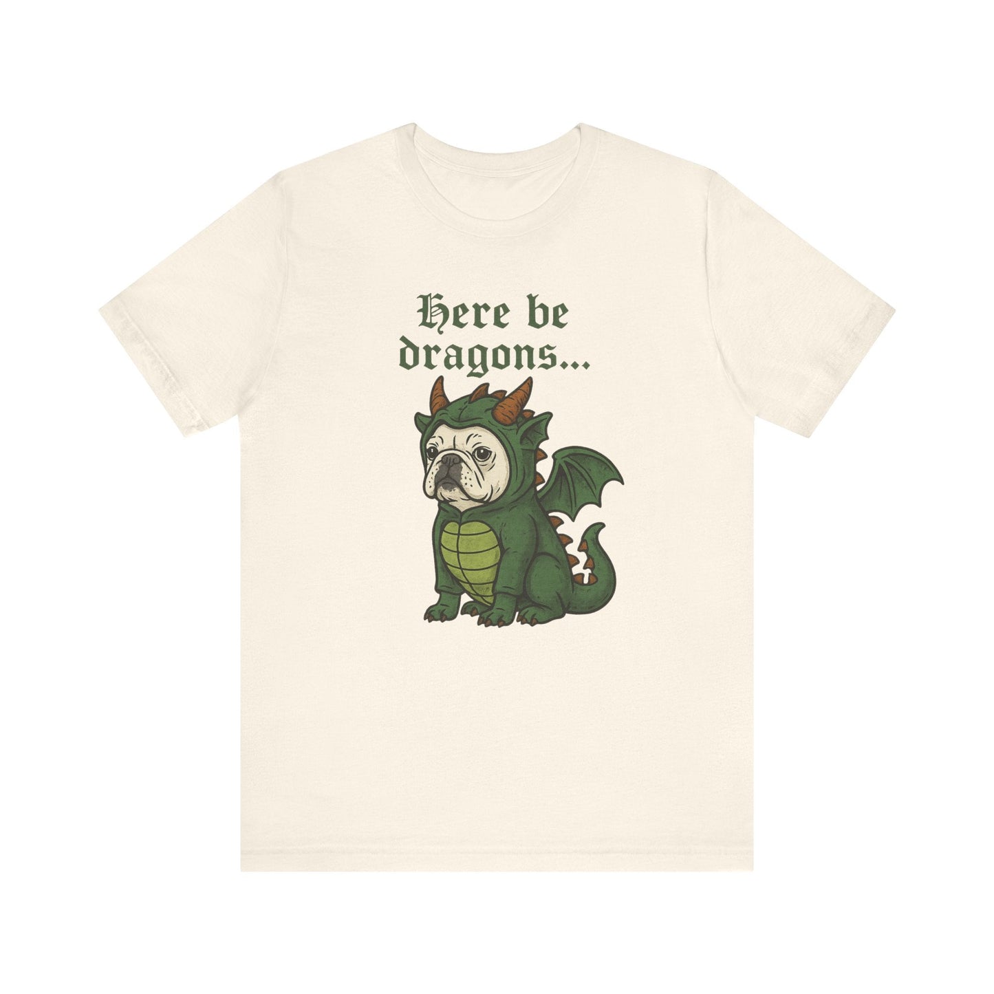 White Frenchie Here Be Dragons TShirt