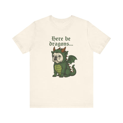 White Frenchie Here Be Dragons TShirt