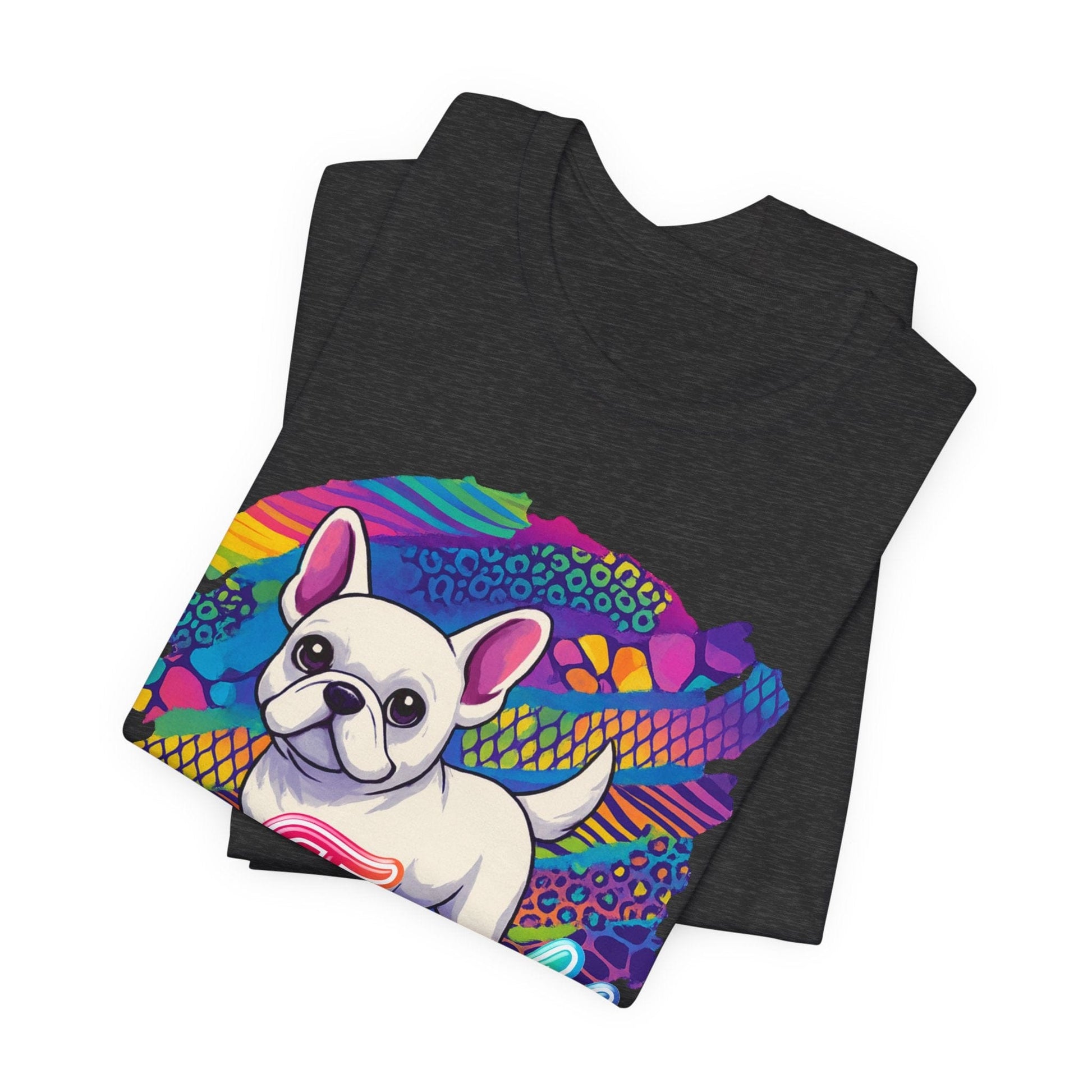 White Frenchie Retro Neon Tshirt