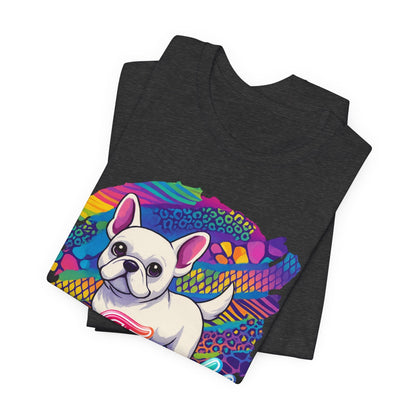 White Frenchie Retro Neon Tshirt