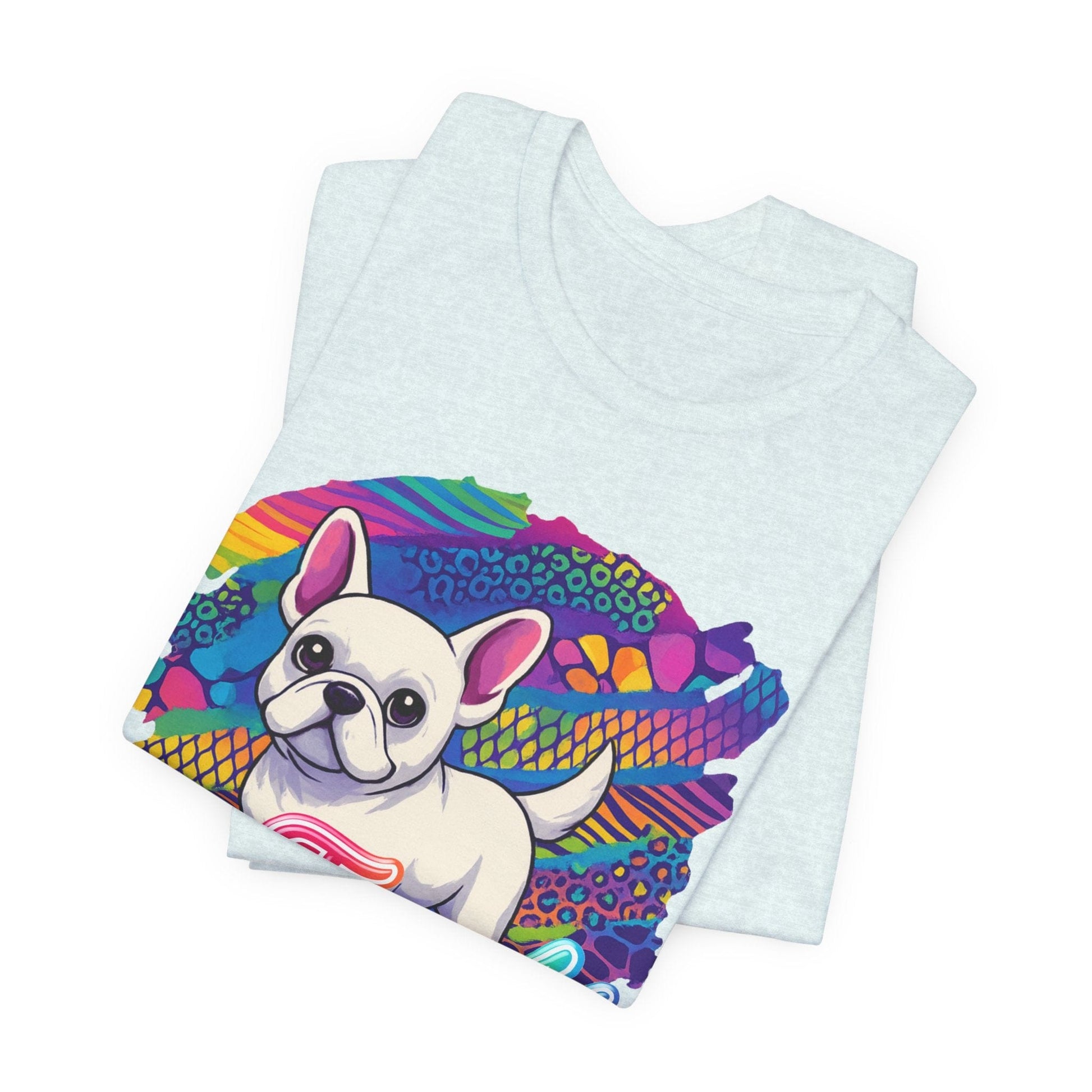 White Frenchie Retro Neon Tshirt