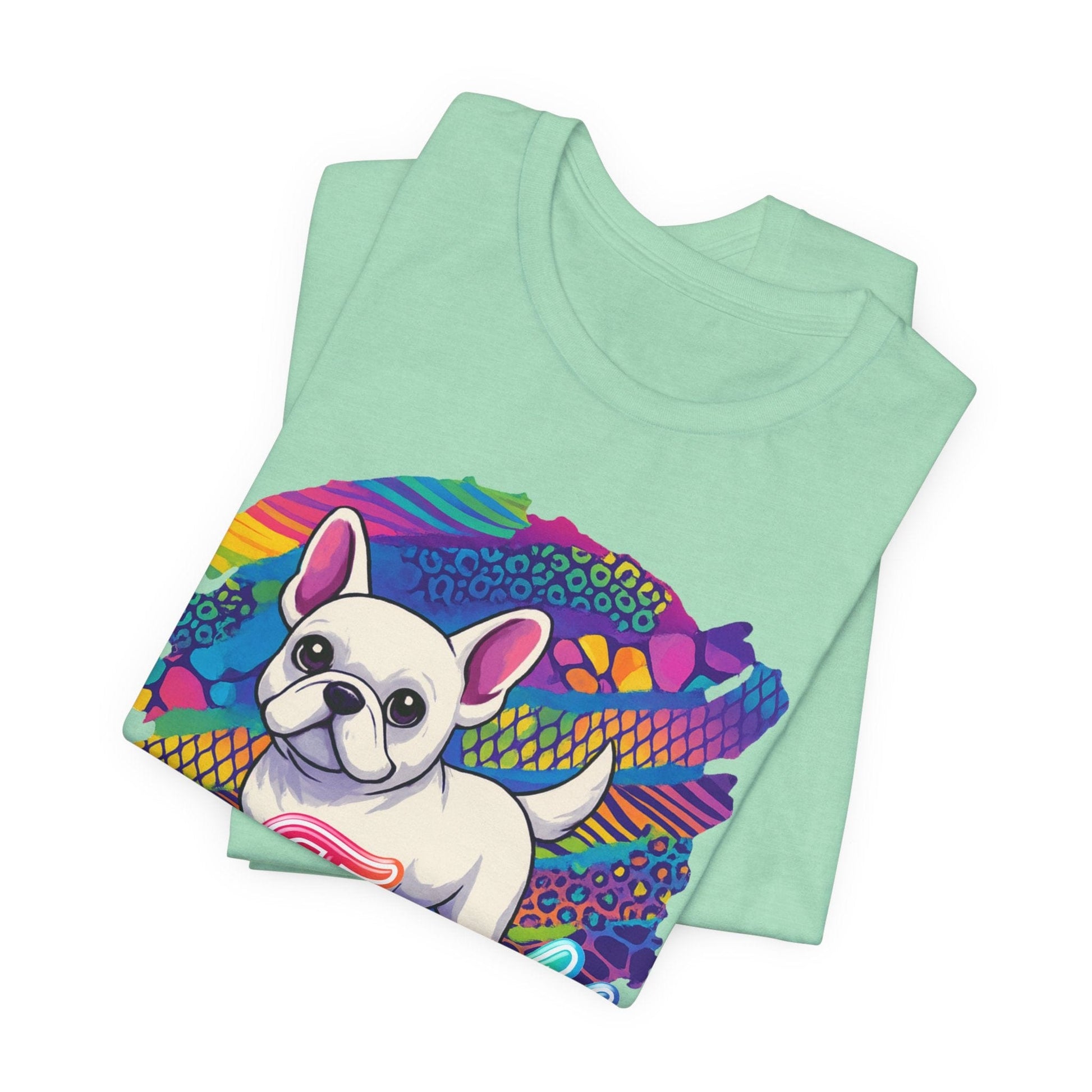 White Frenchie Retro Neon Tshirt