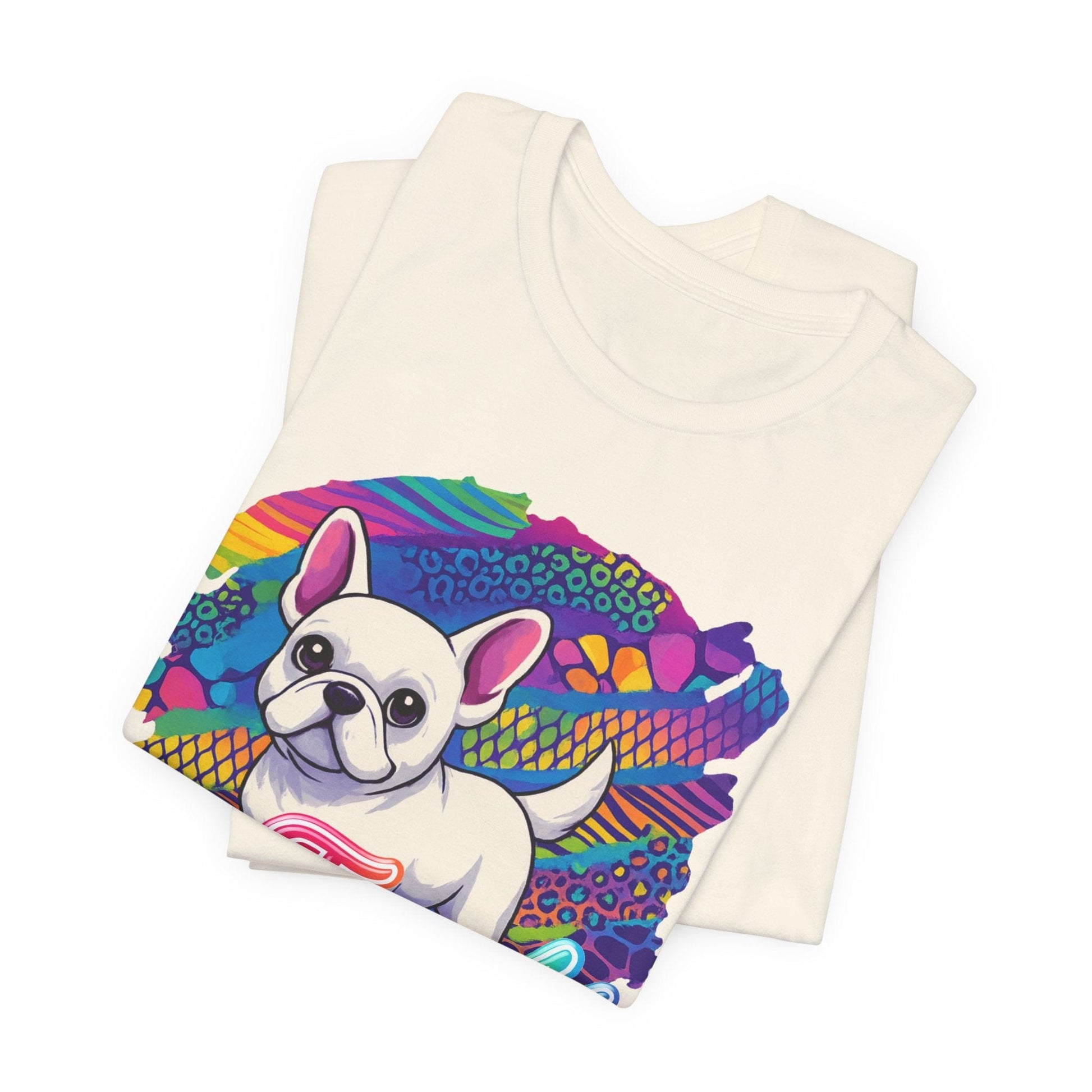 White Frenchie Retro Neon Tshirt
