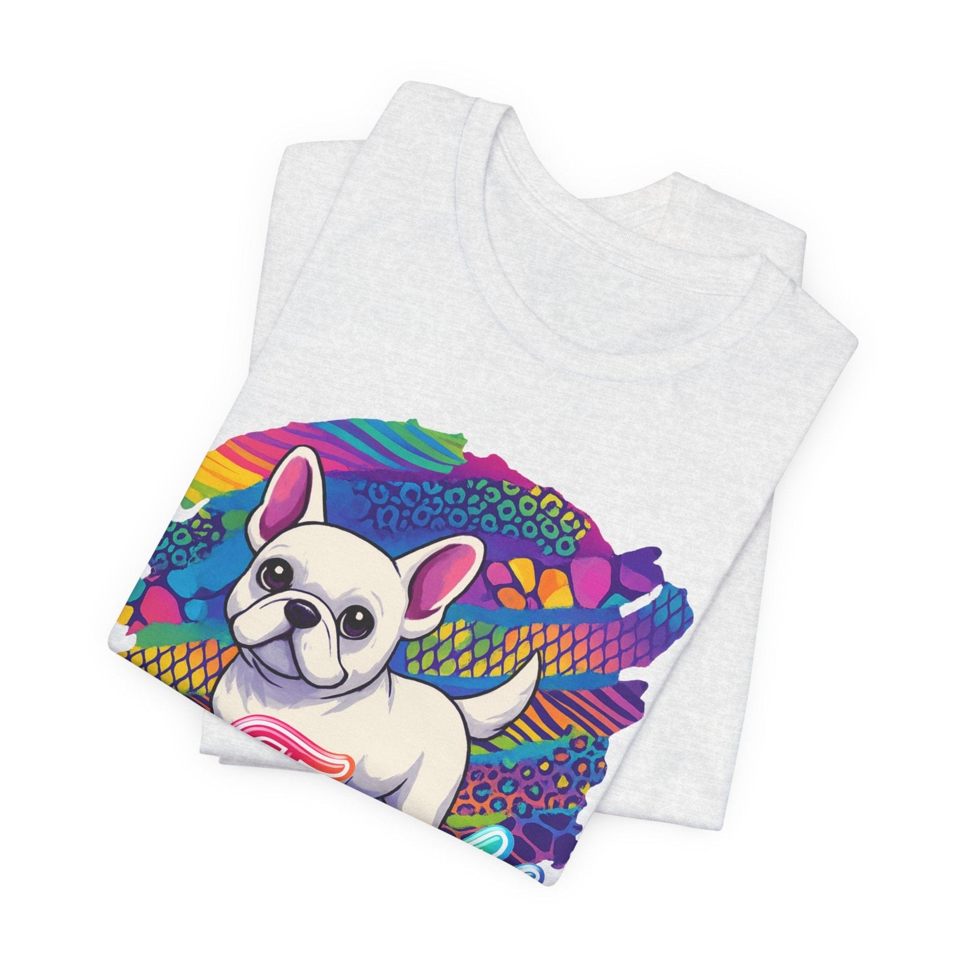 White Frenchie Retro Neon Tshirt