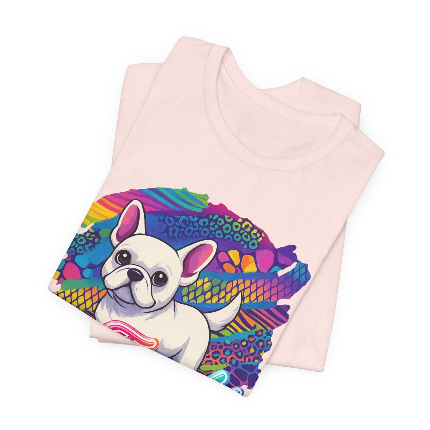 White Frenchie Retro Neon Tshirt