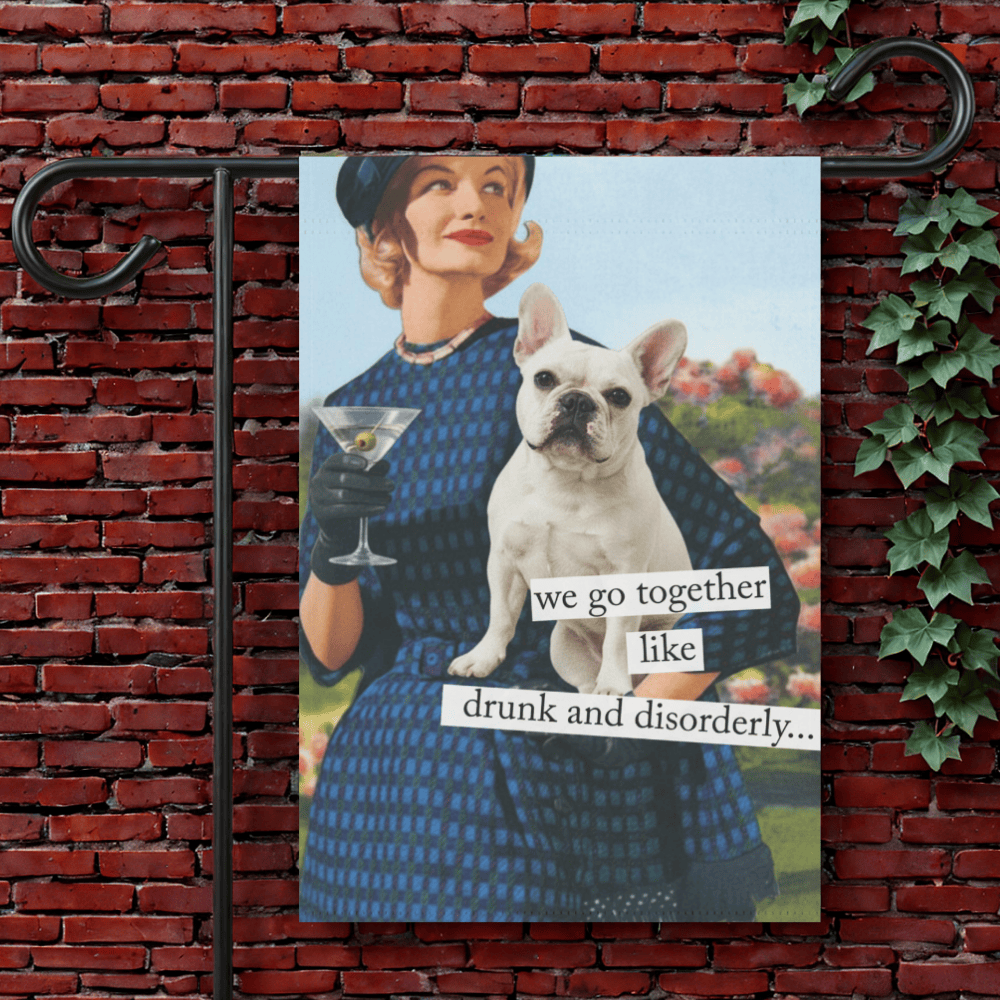 Personalized Frenchie Disorderly Garden Flag 12'' × 18''