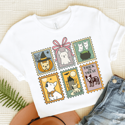 White Frenchie Spooky Stamps TShirt White
