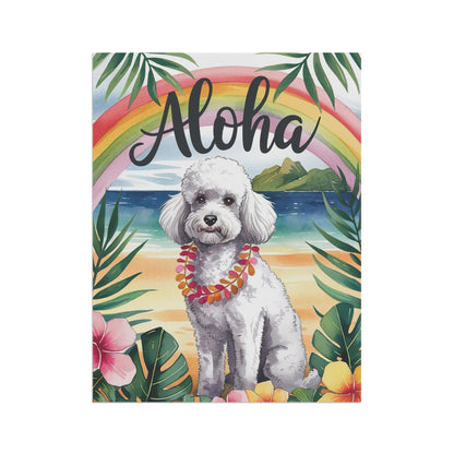 Printify Garden Flag White Miniature Poodle Aloha Garden Flag