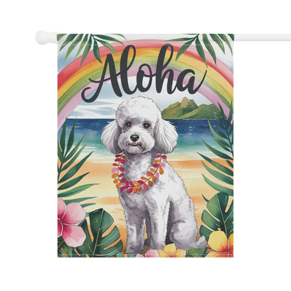 Printify Garden Flag White Miniature Poodle Aloha Garden Flag