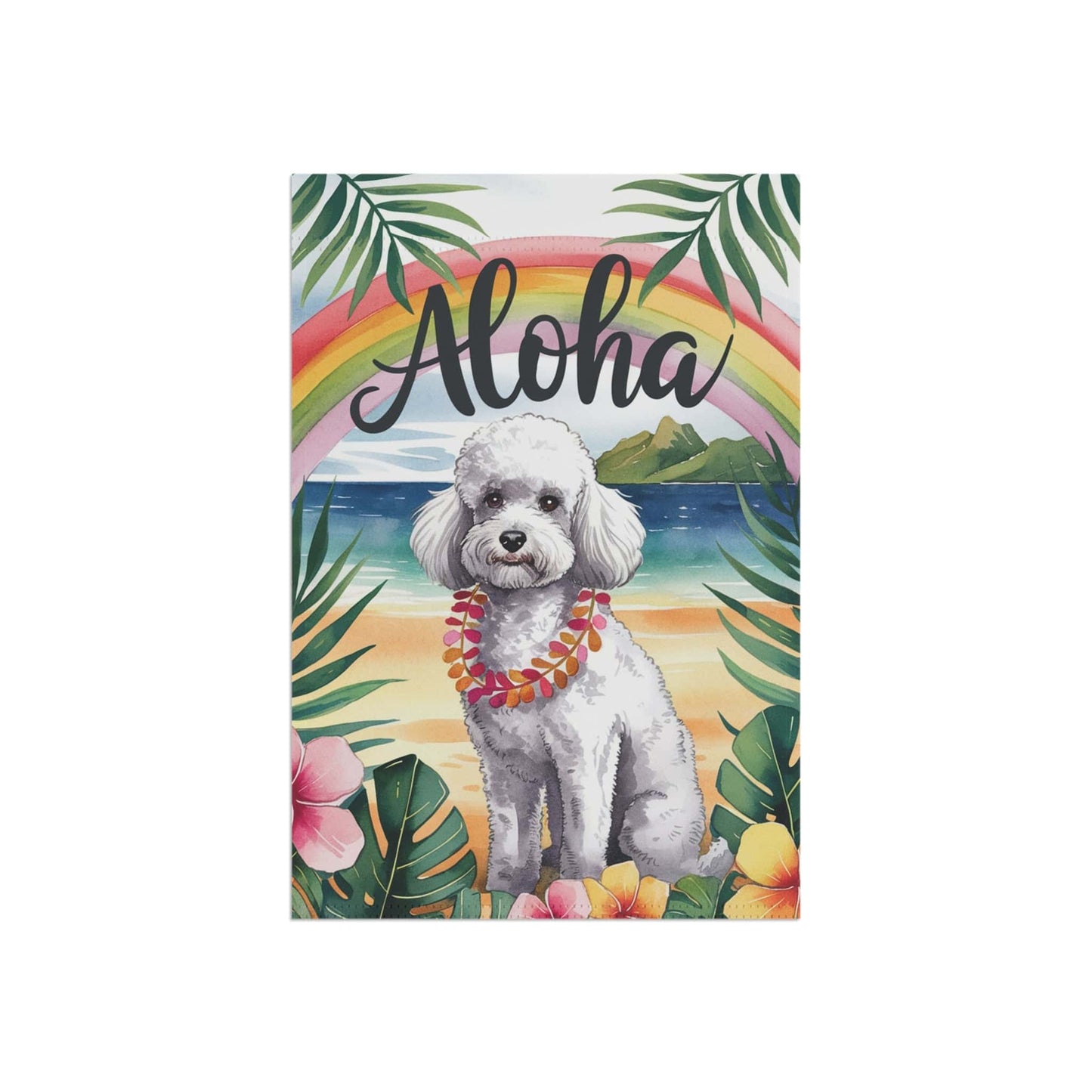 Printify Garden Flag White Miniature Poodle Aloha Garden Flag