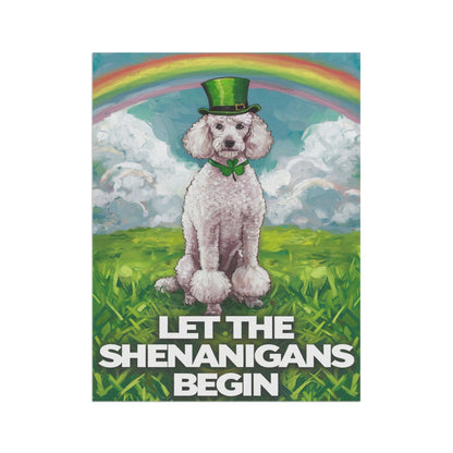 Printify Home Decor White Poodle St. Patrick's Day Lawn Flag, Festive Dog Holiday, Irish-Themed Pet Garden