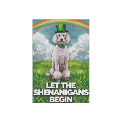 Printify Home Decor White Poodle St. Patrick's Day Lawn Flag, Festive Dog Holiday, Irish-Themed Pet Garden