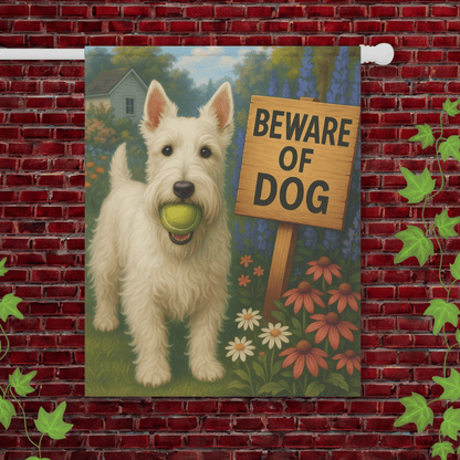 Printify Garden Flag 24.5'' × 32'' White Scottie Scottish Terrier Garden Flag