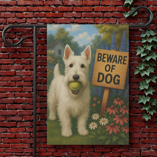 Printify Garden Flag White Scottie Scottish Terrier Garden Flag