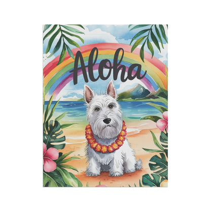 Printify Garden Flag White Scottish Terrier Aloha Garden Flag