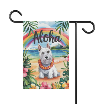 Printify Garden Flag White Scottish Terrier Aloha Garden Flag