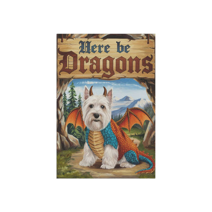 Printify Home Decor White Scottish Terrier Dog Dragon, Garden Flag, Pet Adventure, Yard Spring Decor, Housewarming Halloween