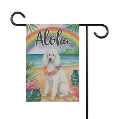 Printify Garden Flag White Standard Poodle Aloha Garden Flag