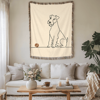 Printify Home Decor Woven Blanket, Airedale Terrier Fall Fetch Tennis Ball Throw