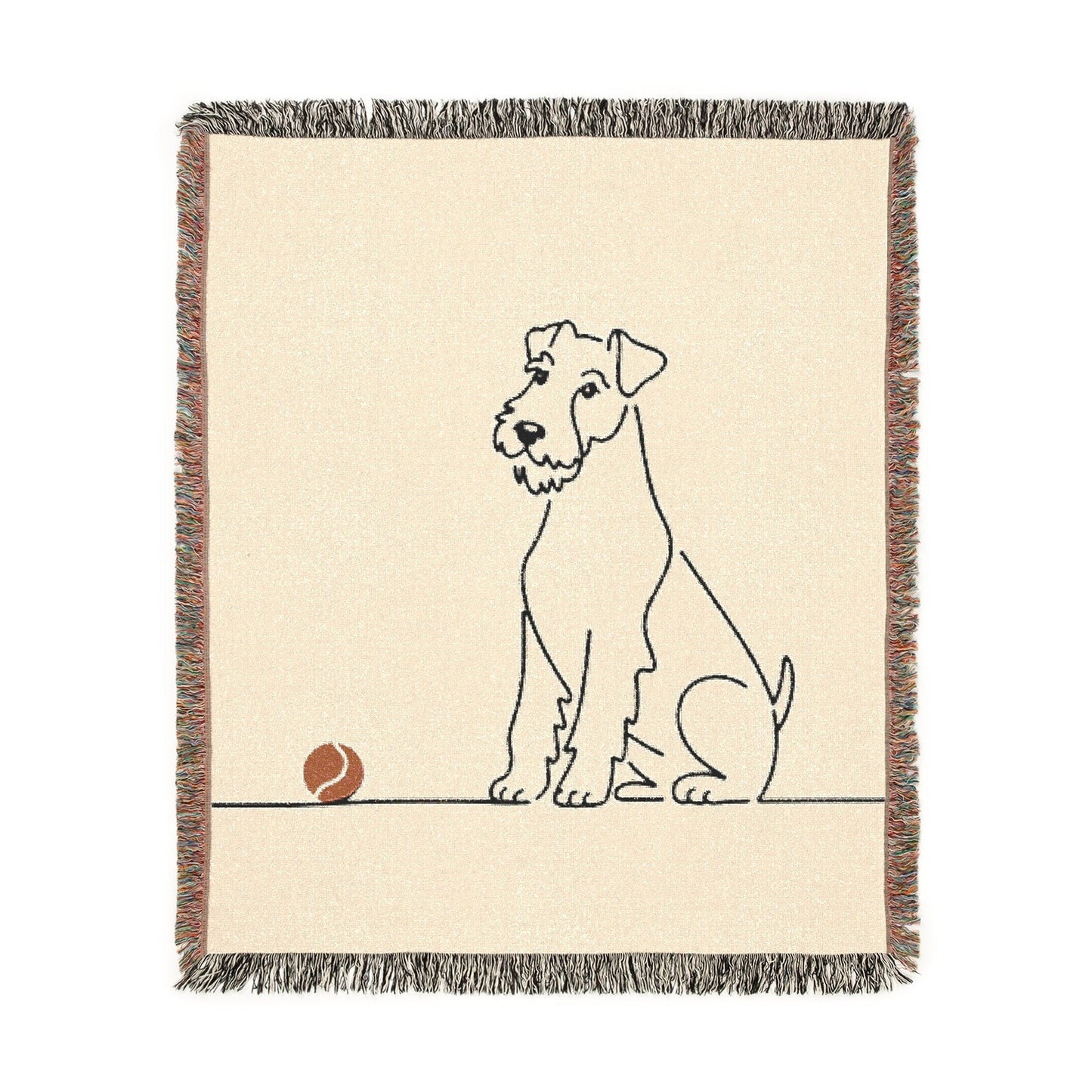 Printify Home Decor Woven Blanket, Airedale Terrier Fall Fetch Tennis Ball Throw