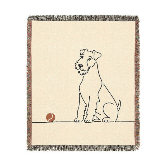 Printify Home Decor Woven Blanket, Airedale Terrier Fall Fetch Tennis Ball Throw