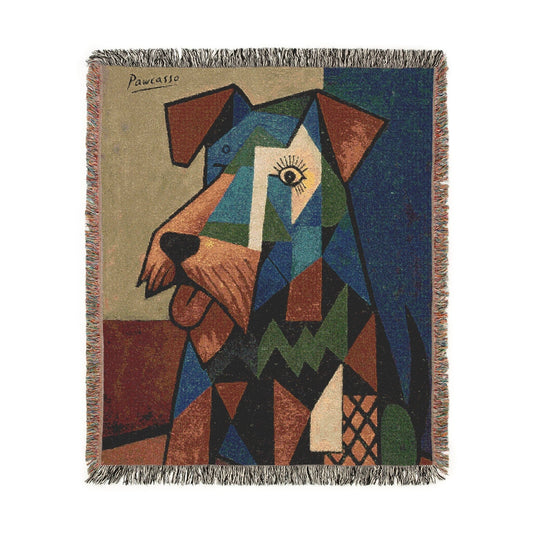 Printify Home Decor Woven Blanket, Airedale Terrier Picasso Artwork, Art Lover, Home Decor, Gift for Dog Lovers, Cozy Throw Blanket, Unique Tapestry Decoration
