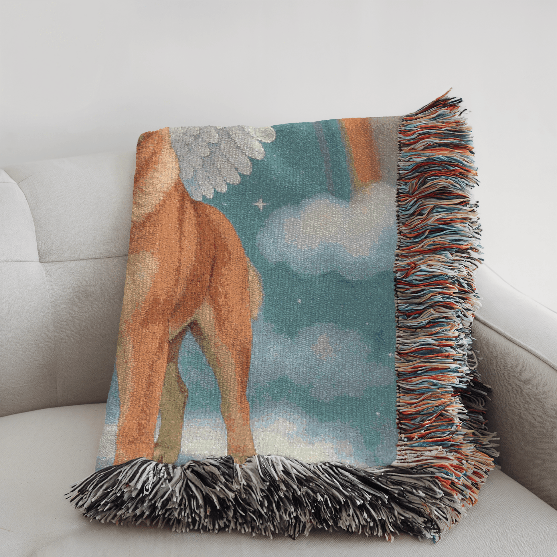 Printify Home Decor Woven Blanket, American Akita, Angel In Memory of Dog, Memorial Housewarming Gift, Throw Blanket