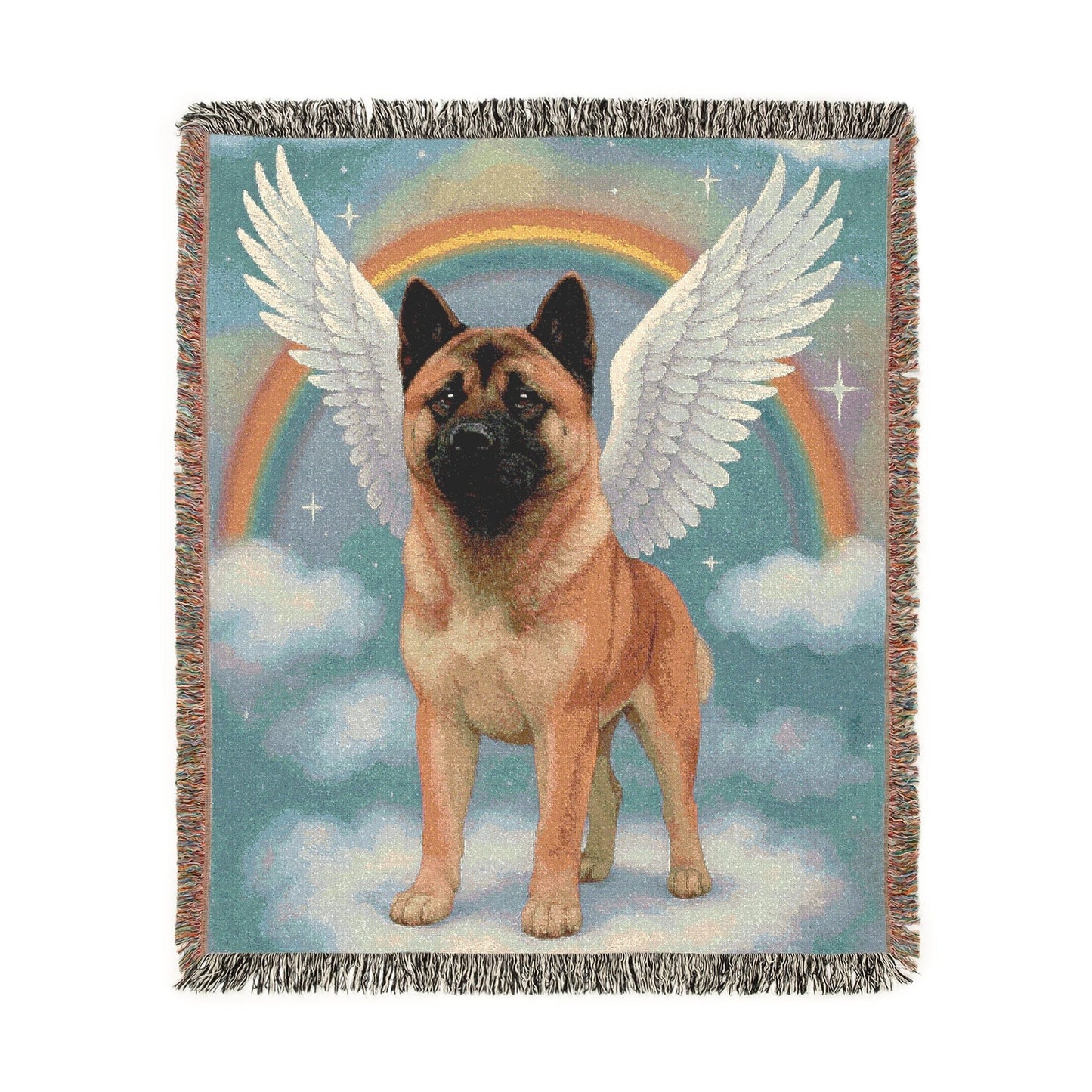 Printify Home Decor Woven Blanket, American Akita, Angel In Memory of Dog, Memorial Housewarming Gift, Throw Blanket