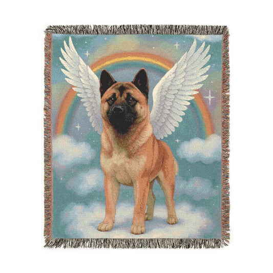 Printify Home Decor Woven Blanket, American Akita, Angel In Memory of Dog, Memorial Housewarming Gift, Throw Blanket