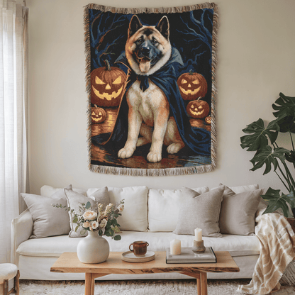 Printify Home Decor Woven Blanket, Fawn American Akita Halloween Dog Lovers, Decor Throw, Fall Decoration