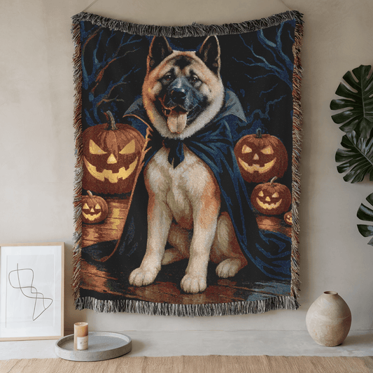 Printify Home Decor Woven Blanket, Fawn American Akita Halloween Dog Lovers, Decor Throw, Fall Decoration
