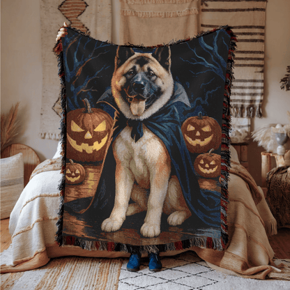 Printify Home Decor Woven Blanket, Fawn American Akita Halloween Dog Lovers, Decor Throw, Fall Decoration