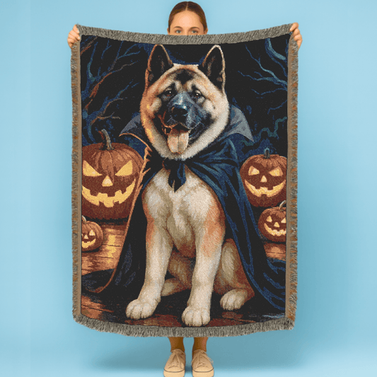 Printify Home Decor Woven Blanket, Fawn American Akita Halloween Dog Lovers, Decor Throw, Fall Decoration