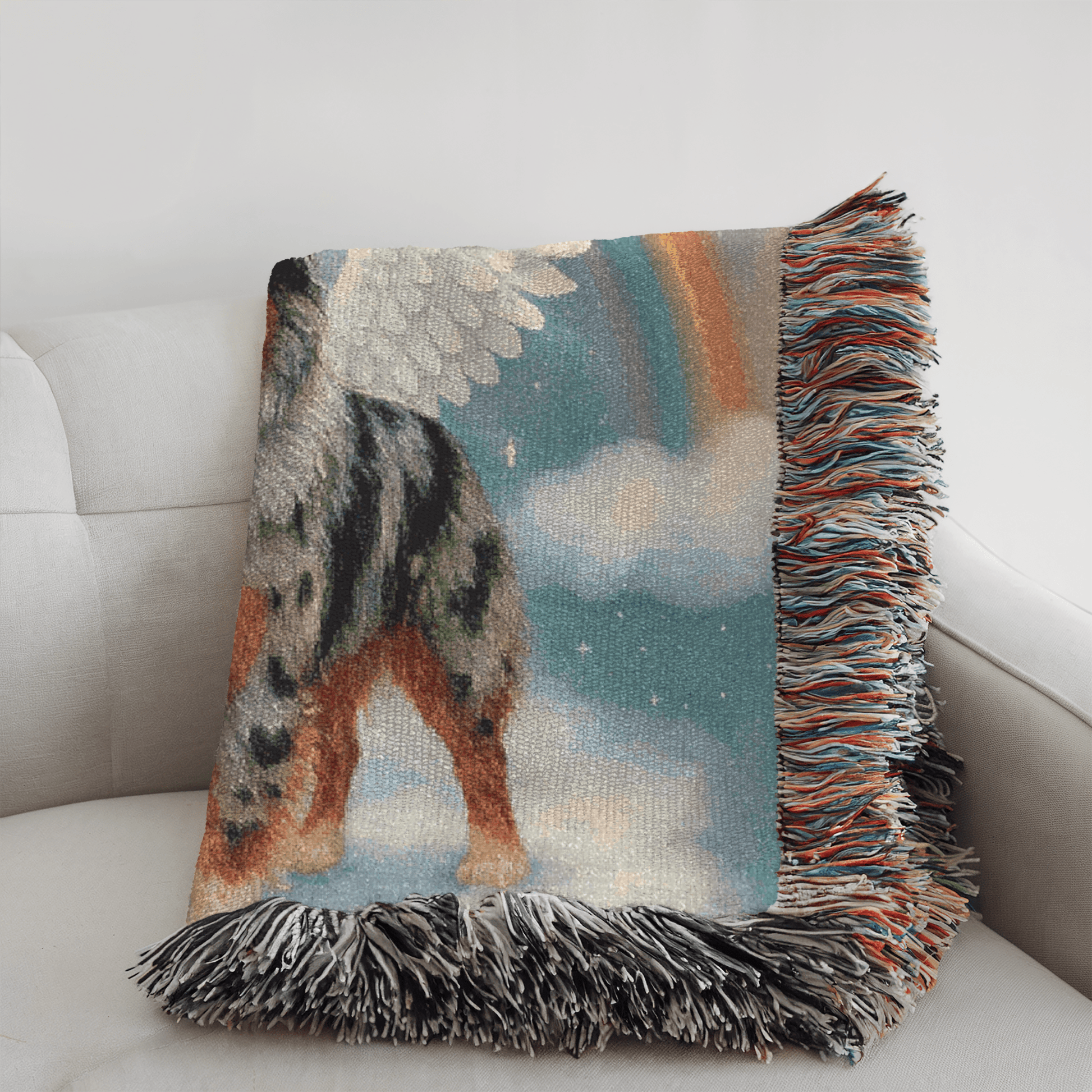 Merle Australian Shepherd Angel Woven Blanket
