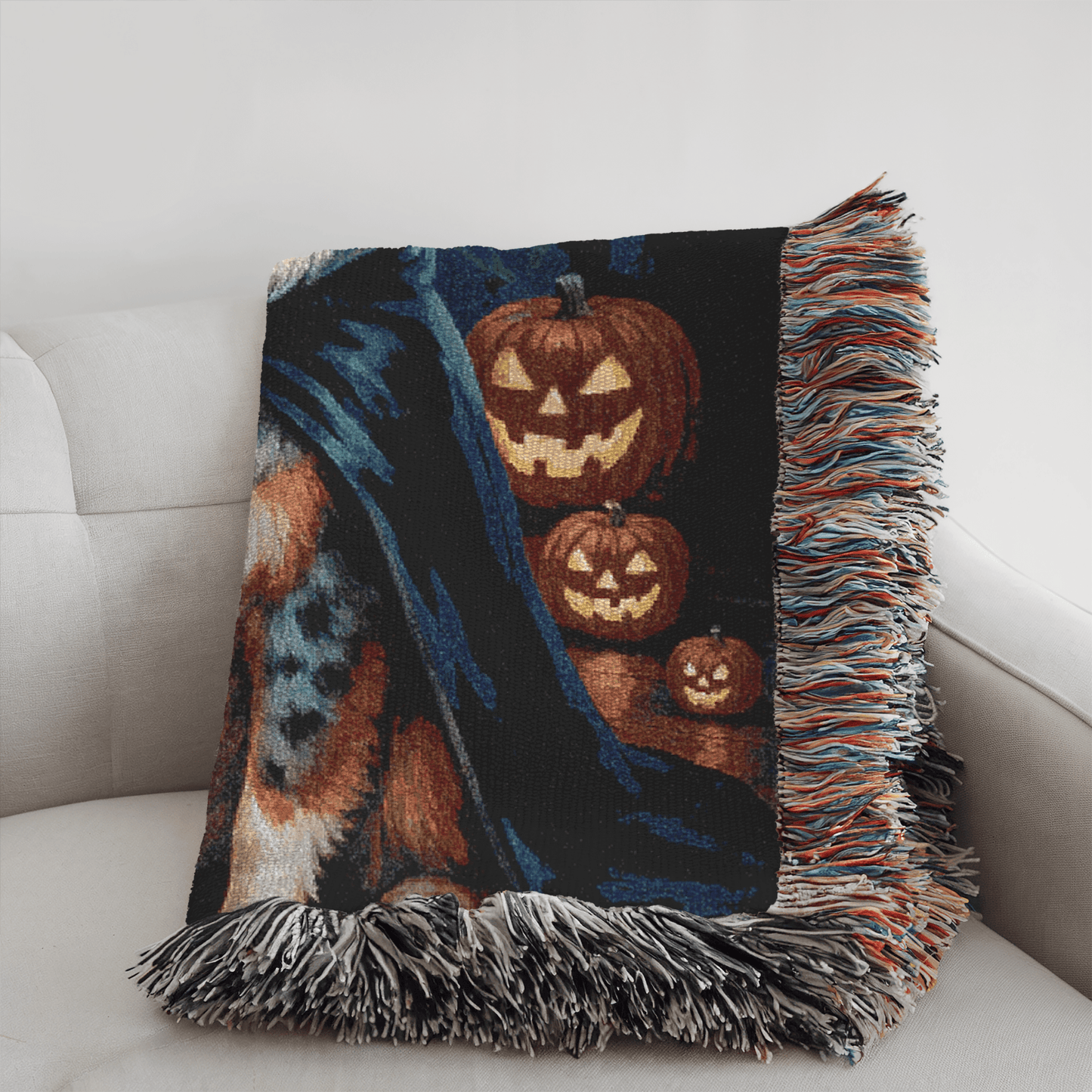 Printify Home Decor Woven Blanket, Merle Australian Shepherd Halloween Dog Lovers, Decor Throw, Fall Decoration
