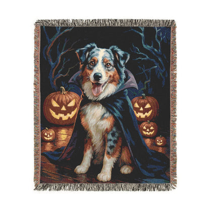 Printify Home Decor Woven Blanket, Merle Australian Shepherd Halloween Dog Lovers, Decor Throw, Fall Decoration