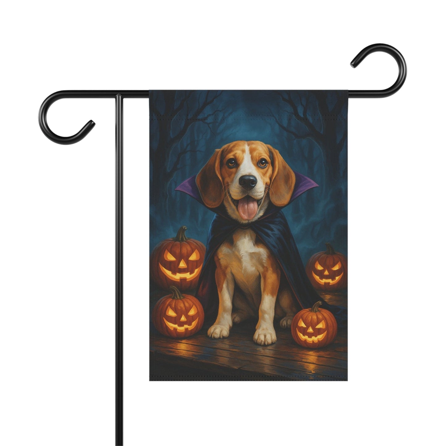 Printify Home Decor 12'' × 18'' Yard Flag, Halloween Beagle Hound Shepherd Dog, Vampire Pumpkins Decor, Garden House Banner, Outdoor Halloween Fall Decoration