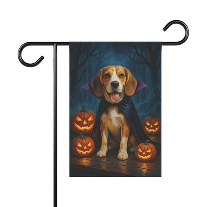 Printify Home Decor 12'' × 18'' Yard Flag, Halloween Beagle Hound Shepherd Dog, Vampire Pumpkins Decor, Garden House Banner, Outdoor Halloween Fall Decoration