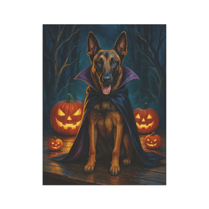 Printify Home Decor Yard Flag, Halloween Belgian Malinois Dog, Vampire Pumpkins Decor, Garden House Banner, Outdoor Halloween Fall Decoration, October Yard Art