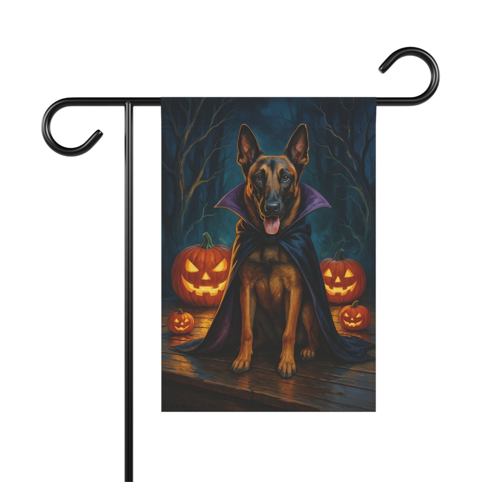 Printify Home Decor 12'' × 18'' Yard Flag, Halloween Belgian Malinois Dog, Vampire Pumpkins Decor, Garden House Banner, Outdoor Halloween Fall Decoration, October Yard Art