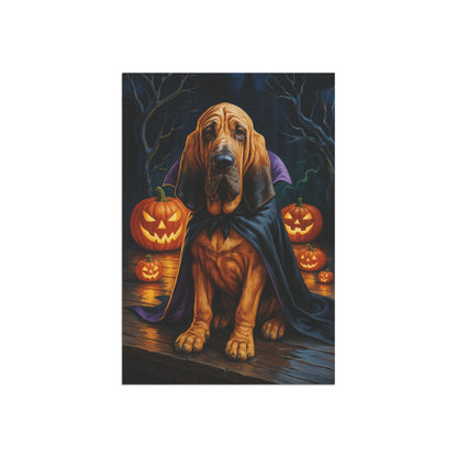 Printify Home Decor Yard Flag, Halloween Bloodhound Dog, Vampire Pumpkins Decor, Garden House Banner, Outdoor Halloween Fall Decoration, October Yard Art