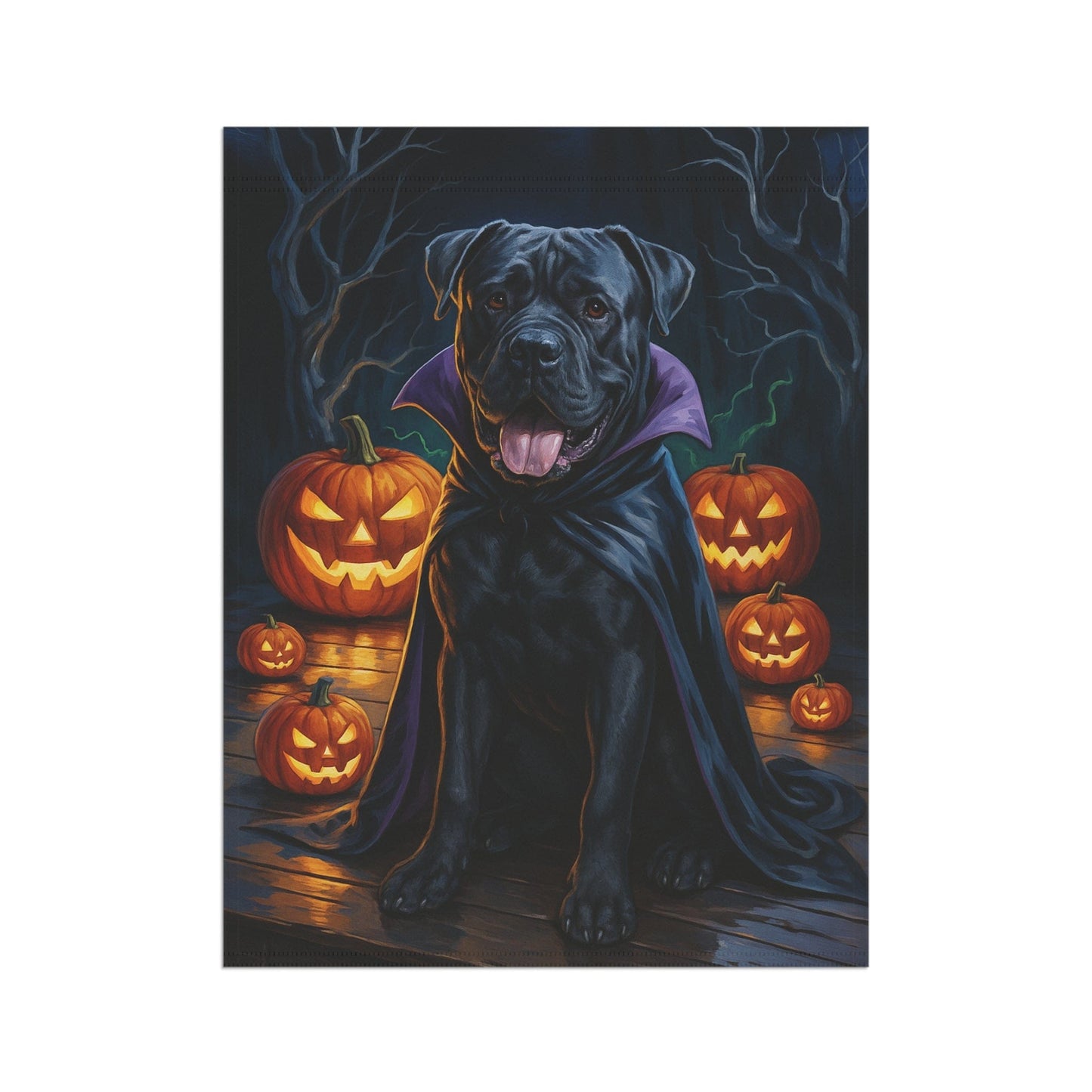 Printify Home Decor Yard Flag, Halloween Cane Corso Dog, Vampire Pumpkins Decor, Garden House Banner