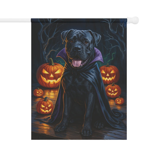 Printify Home Decor 24.5'' × 32'' Yard Flag, Halloween Cane Corso Dog, Vampire Pumpkins Decor, Garden House Banner
