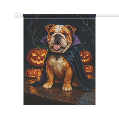 Printify Home Decor Yard Flag, Halloween English Bulldog Dog, Vampire Pumpkins Decor, Garden House Banner