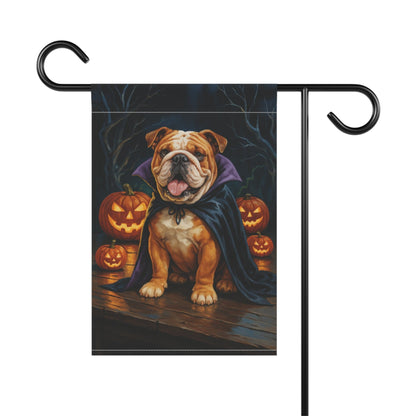 Printify Home Decor Yard Flag, Halloween English Bulldog Dog, Vampire Pumpkins Decor, Garden House Banner