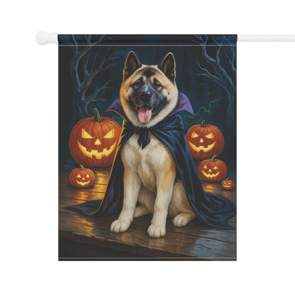 Printify Home Decor Yard Flag, Halloween Fawn American Akita Dog, Vampire Pumpkins Decor, Garden Banner, House Banner, Outdoor Halloween Fall Decoration October