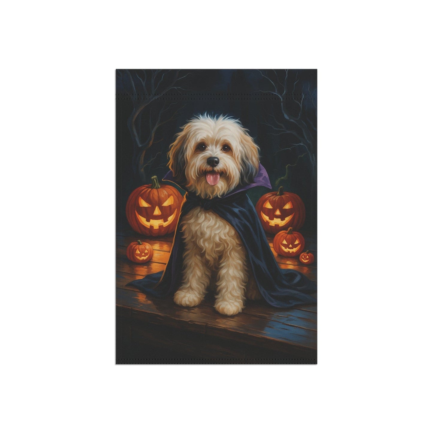 Printify Home Decor Yard Flag, Halloween Havanese Dog, Vampire Pumpkins Decor, Garden House Banner