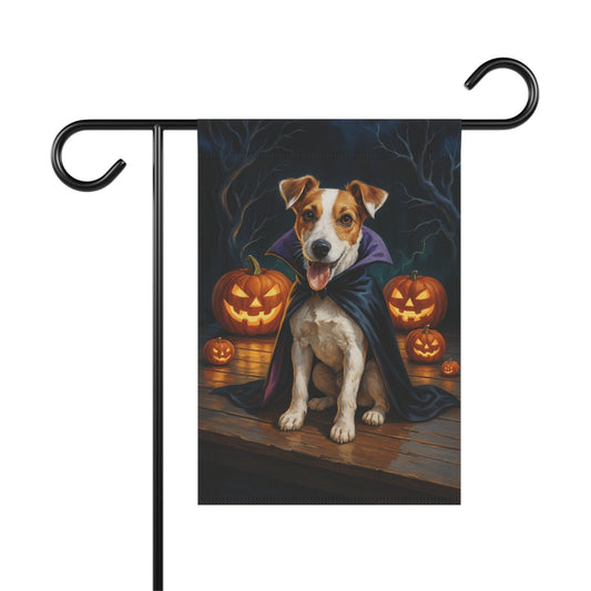 Printify Home Decor 12'' × 18'' Yard Flag, Halloween Jack Russell Terrier Dog, Vampire Pumpkins Decor, Garden Banner
