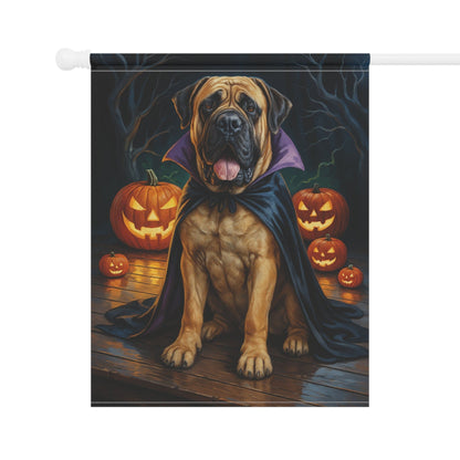 Printify Home Decor Yard Flag, Halloween Mastiff Dog, Vampire Pumpkins Decor, Garden House Banner