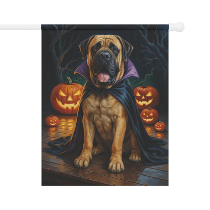Printify Home Decor 24.5'' × 32'' Yard Flag, Halloween Mastiff Dog, Vampire Pumpkins Decor, Garden House Banner